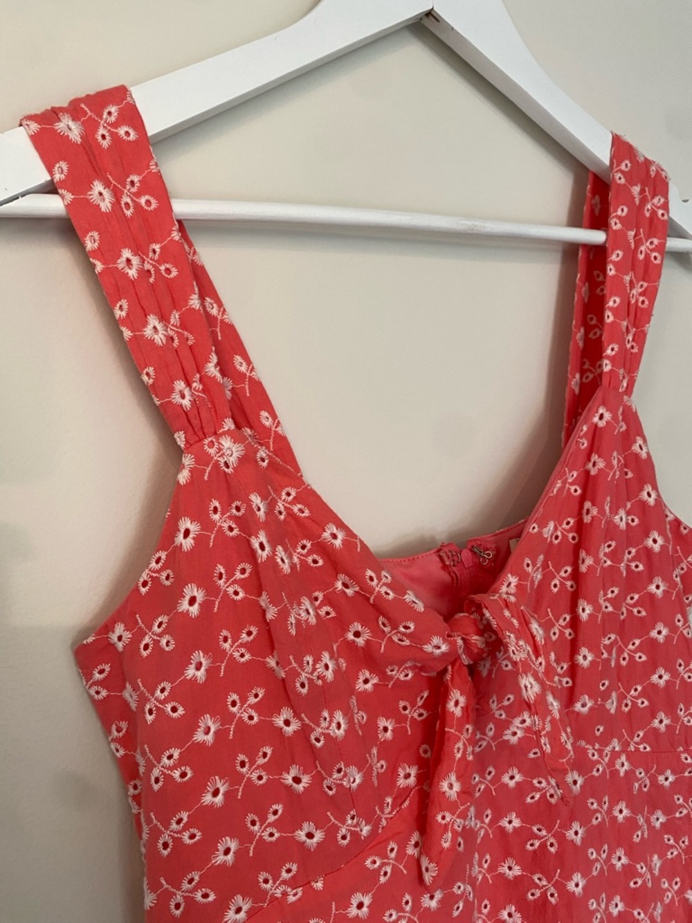 Blue Rain Coral Pink Floral Dress with White Embroidery - Picture 4 of 6